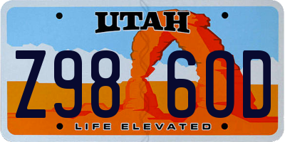 UT license plate Z986OD