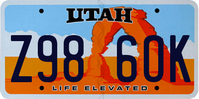 UT license plate Z986OK