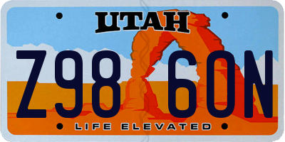 UT license plate Z986ON