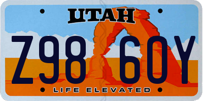 UT license plate Z986OY
