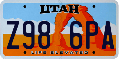 UT license plate Z986PA