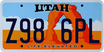 UT license plate Z986PL