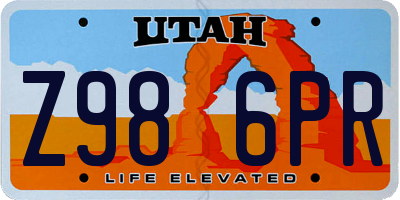 UT license plate Z986PR