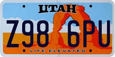 UT license plate Z986PU