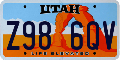 UT license plate Z986QV
