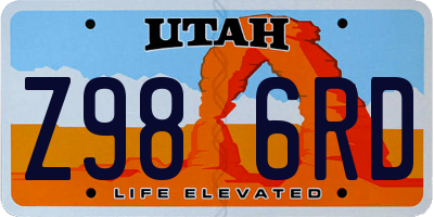 UT license plate Z986RD
