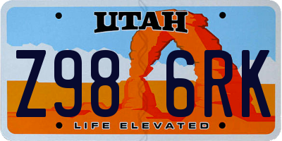 UT license plate Z986RK