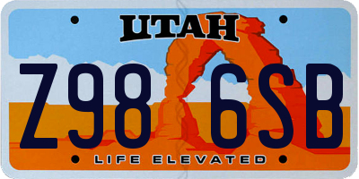 UT license plate Z986SB