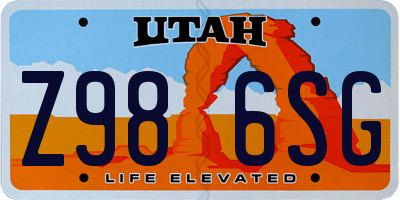 UT license plate Z986SG