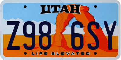 UT license plate Z986SY