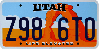 UT license plate Z986TO