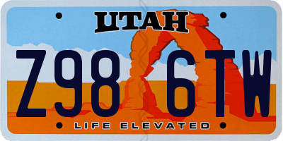 UT license plate Z986TW