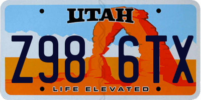 UT license plate Z986TX