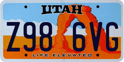 UT license plate Z986VG
