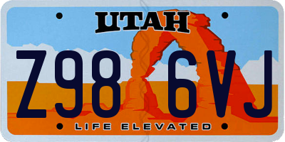 UT license plate Z986VJ