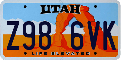 UT license plate Z986VK