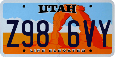 UT license plate Z986VY