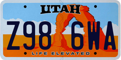 UT license plate Z986WA