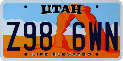 UT license plate Z986WN