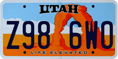 UT license plate Z986WO