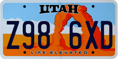 UT license plate Z986XD