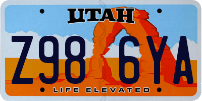 UT license plate Z986YA