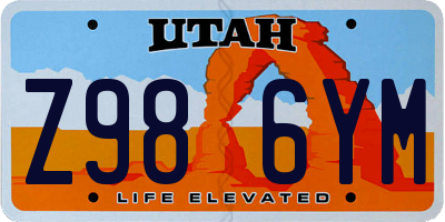 UT license plate Z986YM