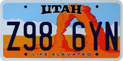 UT license plate Z986YN