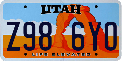 UT license plate Z986YO