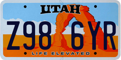 UT license plate Z986YR
