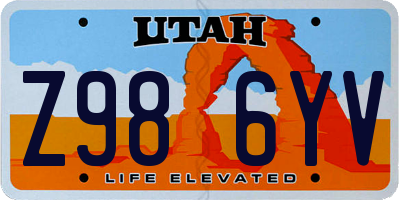 UT license plate Z986YV