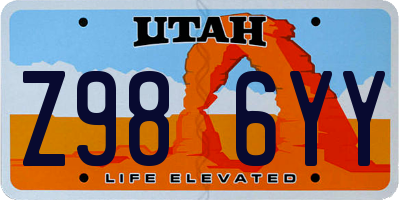 UT license plate Z986YY