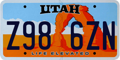 UT license plate Z986ZN