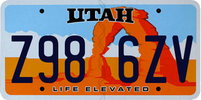 UT license plate Z986ZV