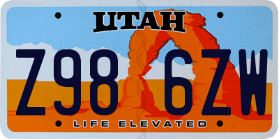 UT license plate Z986ZW