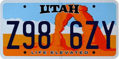 UT license plate Z986ZY