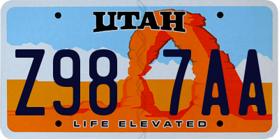 UT license plate Z987AA