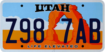 UT license plate Z987AB