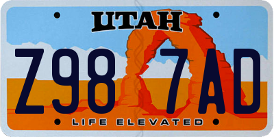 UT license plate Z987AD