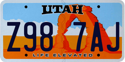 UT license plate Z987AJ