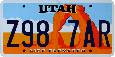 UT license plate Z987AR