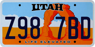 UT license plate Z987BD