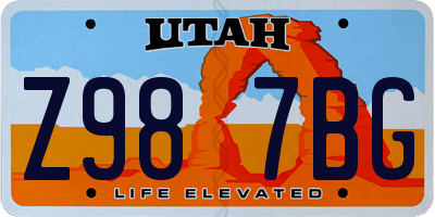 UT license plate Z987BG