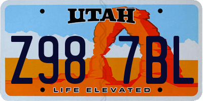 UT license plate Z987BL