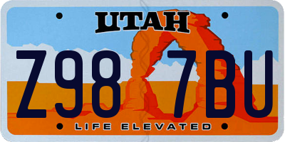 UT license plate Z987BU
