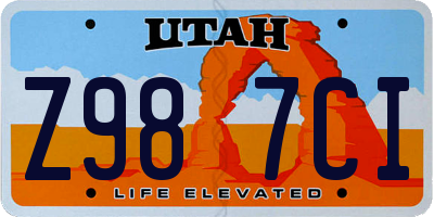 UT license plate Z987CI
