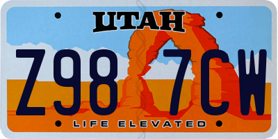 UT license plate Z987CW