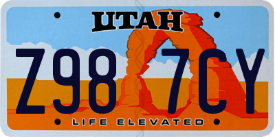 UT license plate Z987CY