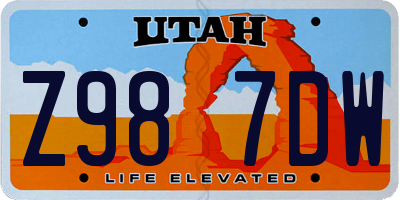 UT license plate Z987DW