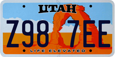 UT license plate Z987EE